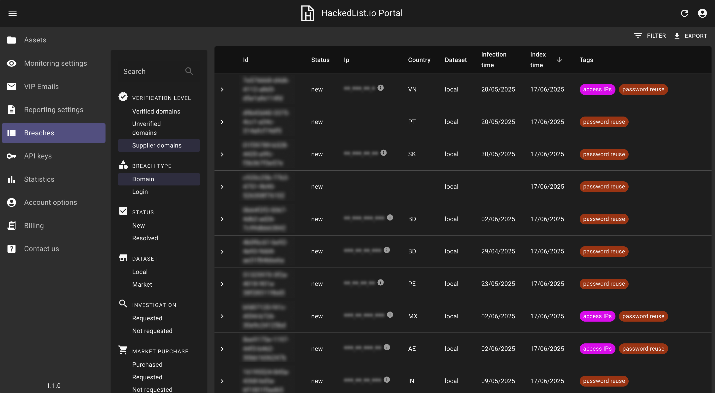 Hackedlist.io Portal