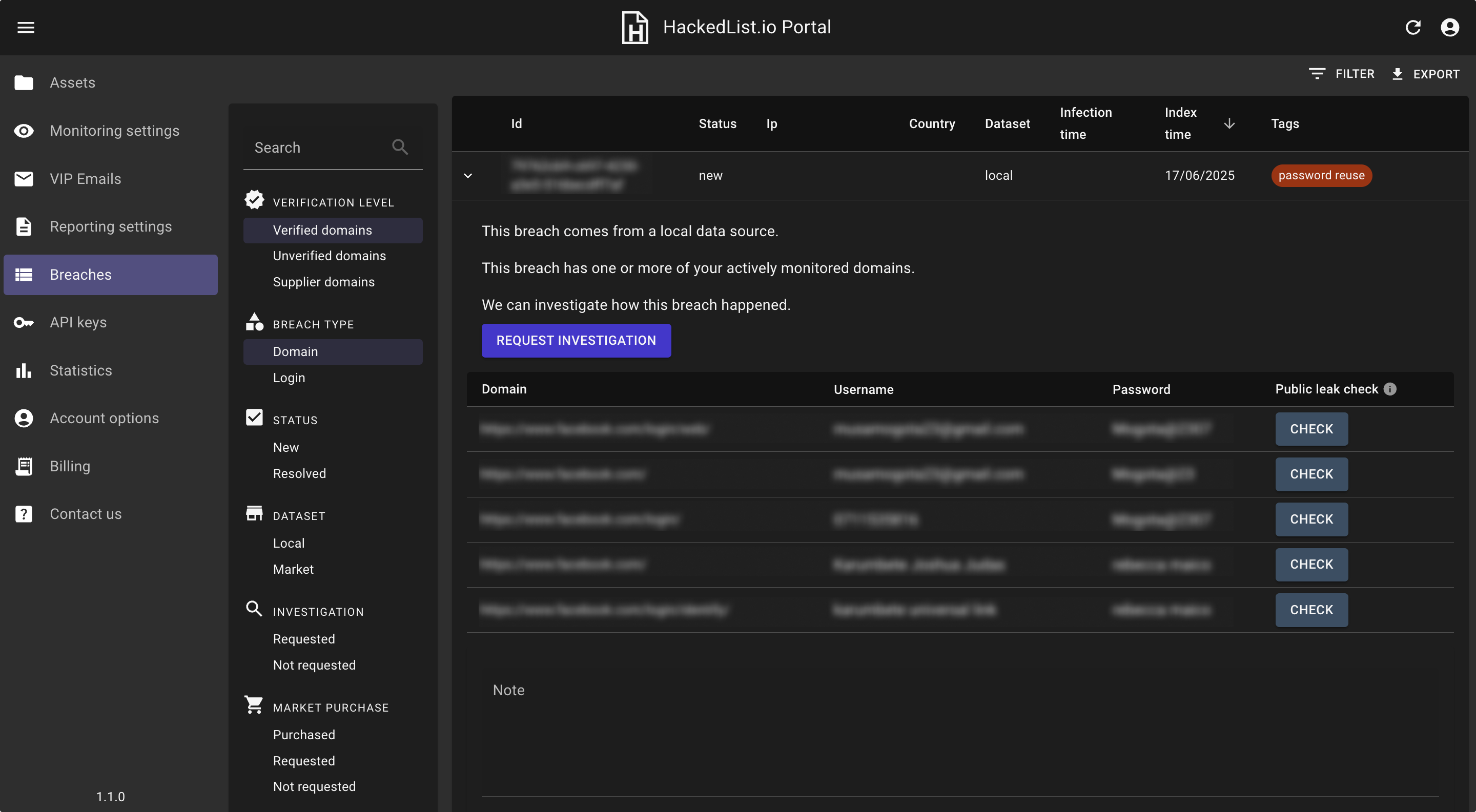 Hackedlist.io Portal