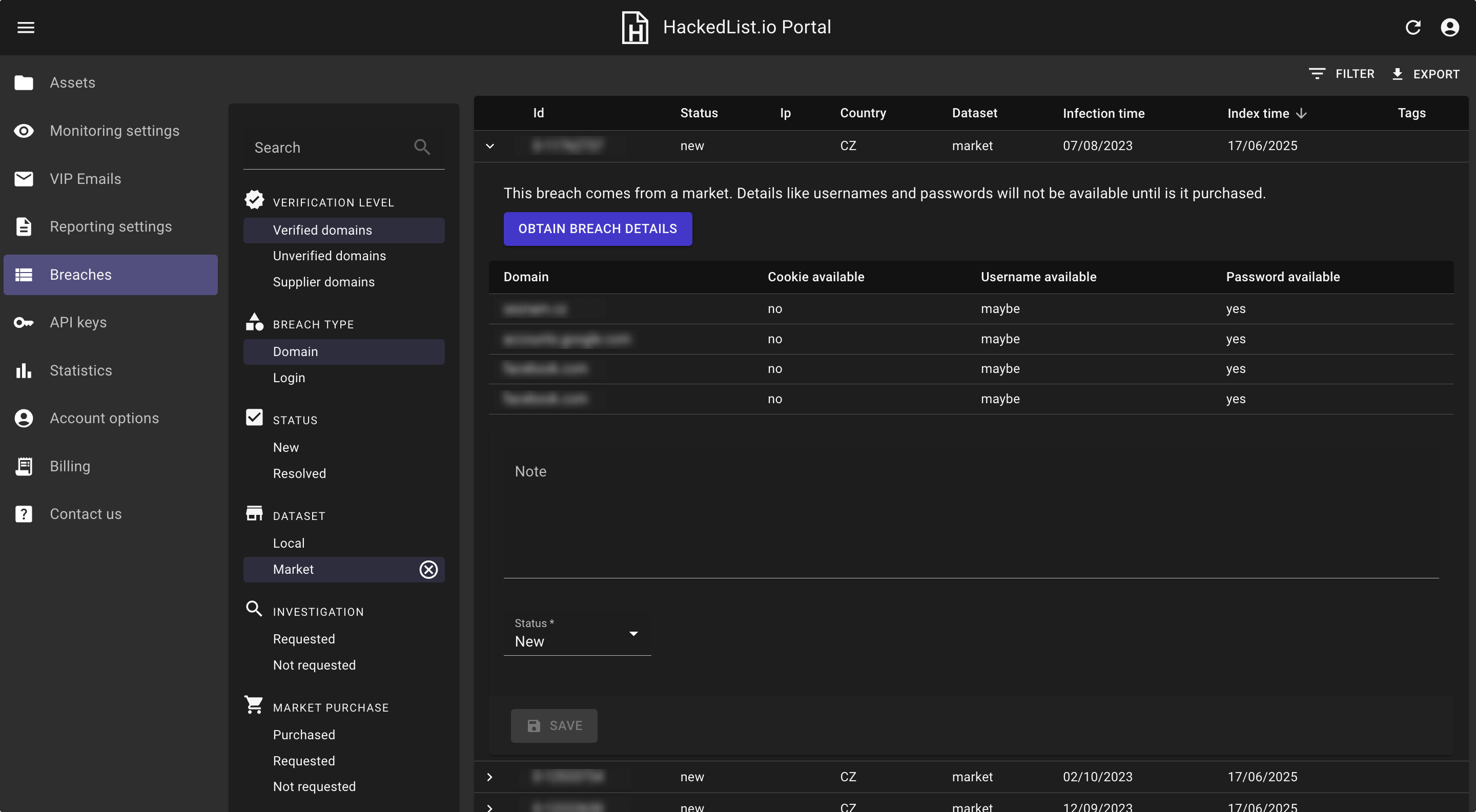 Hackedlist.io Portal